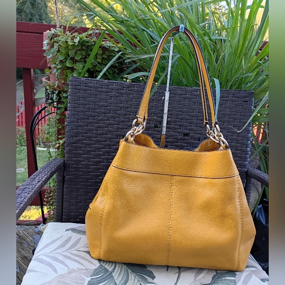 Coach Lexy Mustard Leather Shoulder Bag - Picture 11 of 16